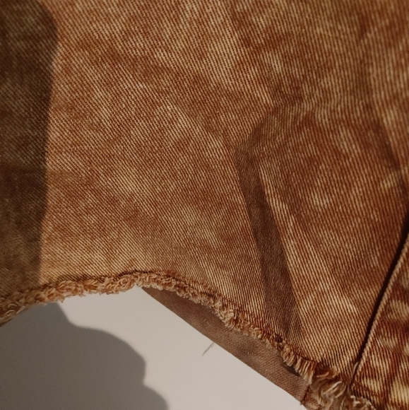 Black Label by C'est Toi Light Brown Acid Wash Frayed Jean Jacket SZ.XS - Picture 6 of 9